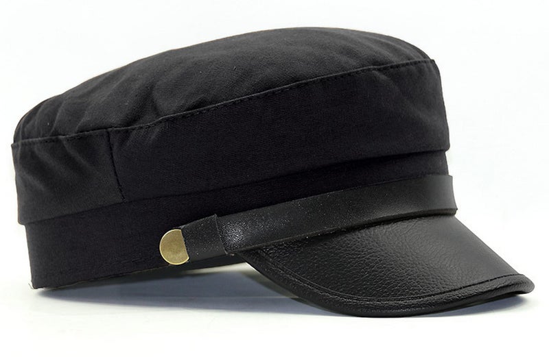 Brcus Mens Womens Newsboy Cap Yacht Captain Sailor Hat Cabbie Baker Boy Peaked Beret Black - Image 3